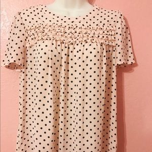 Pink short sleeve polka dot top